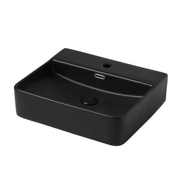 Раковина накладная Abber Rechteck 50x42x13 см AC2203MB, керамическая, черная матовая