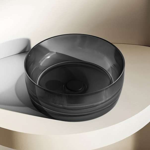 Раковина накладная Abber Kristall 40x40x15 см AT2804Onyx черная, круглая