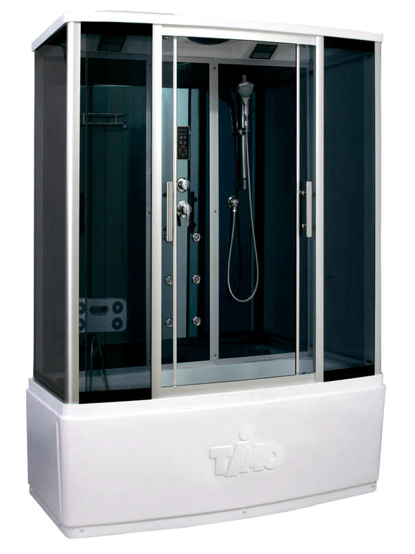 Душевой бокс Timo Standart T-1150 150x88 с гидромассажем, стекла тонированные, профиль хром матовый