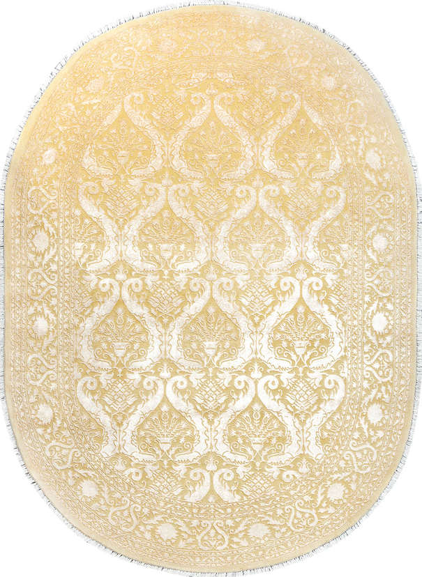 Индийский ковер из шерсти и арт-шёлка «AGRA R» NO50-GLD-GLD14983(Oval)