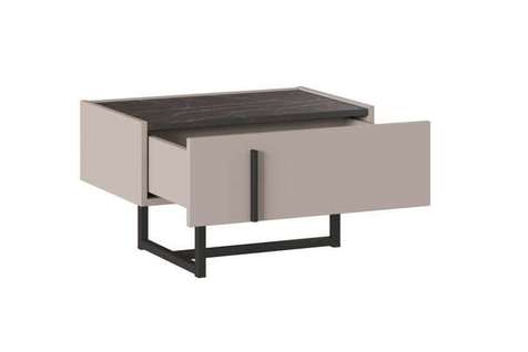 Прикроватная тумба Милагро с выдвижным ящиком Кашемир серый, Камень Пьетра, Черный графит