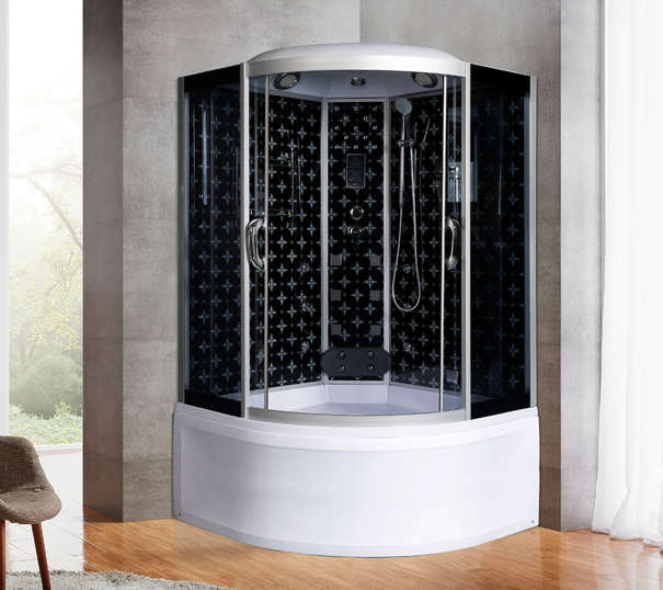 Душевой бокс River Temza 135/135/55 ТН стекло тонированное, профиль хром матовый