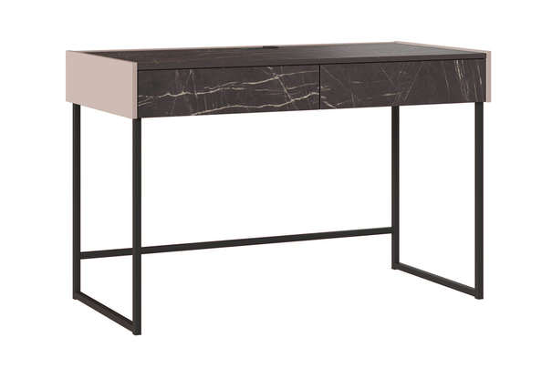 Cтол Миллс письменный с выдвижными ящиками Кашемир серый, Камень Пьетра, Черный графит ЛДСП