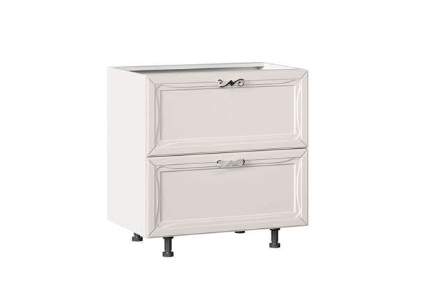 Бьянка Тумба кухонная 800 с 2 ящиками ЛЮКС (4) (Белый/Кашмир)