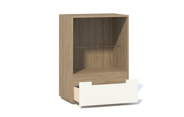 Шкаф Анри с выкатным ящиком 
Швейцарский вяз, Белый