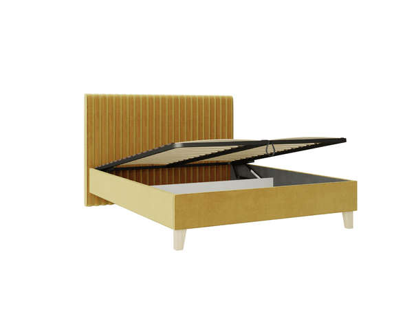 Бари Кровать 1600 мягкая с подъёмным механизмом Горчичный, ткань PHUKET 1038