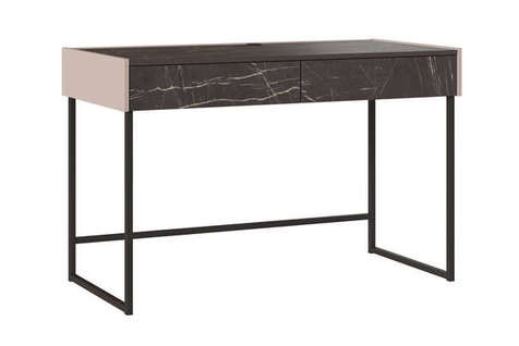 Cтол Миллс письменный с выдвижными ящиками Кашемир серый, Камень Пьетра, Черный графит ЛДСП