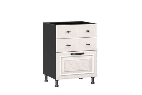 Марина Тумба кухонная 600 с 3 ящиками (4) (Чёрный/Алебастр)