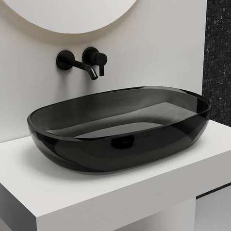 Раковина накладная Abber Kristall 60x40x15.5 см AT2805Onyx черная