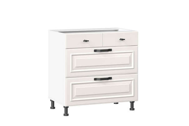 Марина Тумба кухонная 800 с 3 ящиками ЛЮКС (5) (Белый/Алебастр)