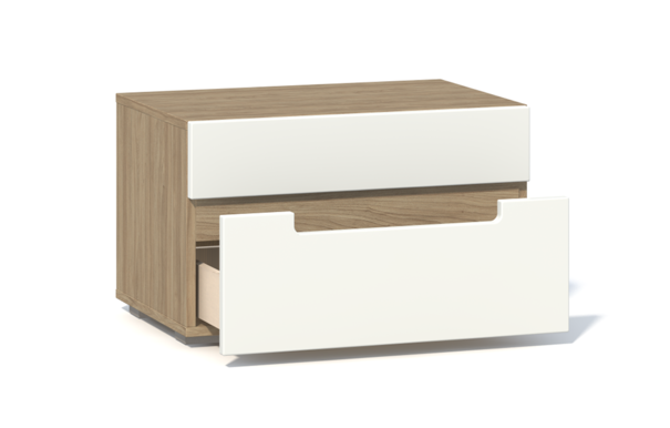 Прикроватная тумба Анри с выкатными ящиками Швейцарский вяз, Белый