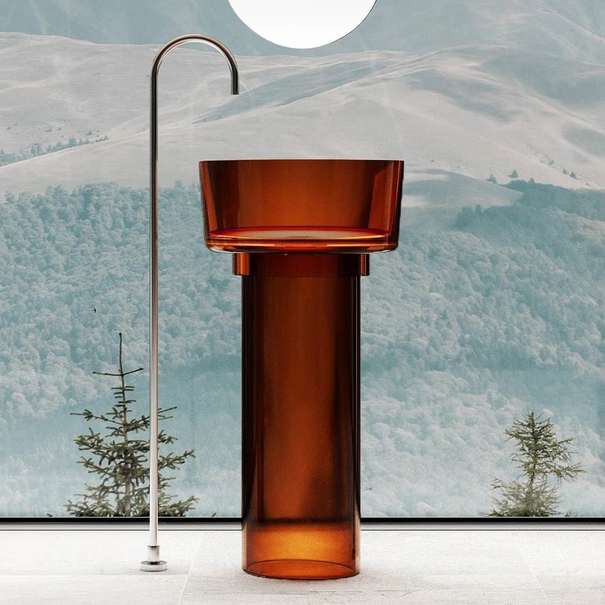 Раковина напольная Abber Kristall 45x45x90 см AT2702Opal коричневая