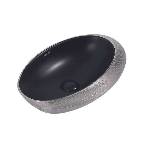 Раковина накладная Abber Bequem 49 см AC2107BS черная матовая с серебром
