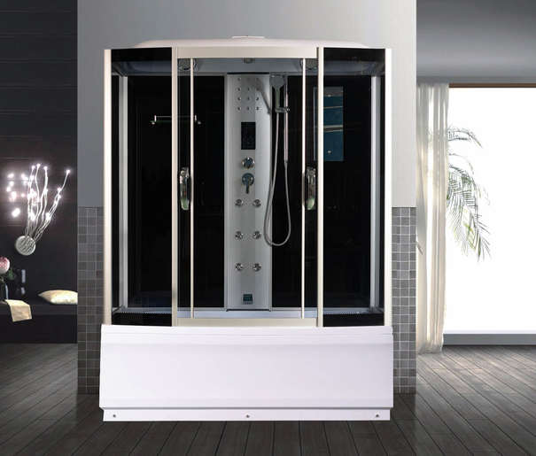 Душевой бокс River Dunay 150/80/55 TH тонированные стекла, профиль хром матовый