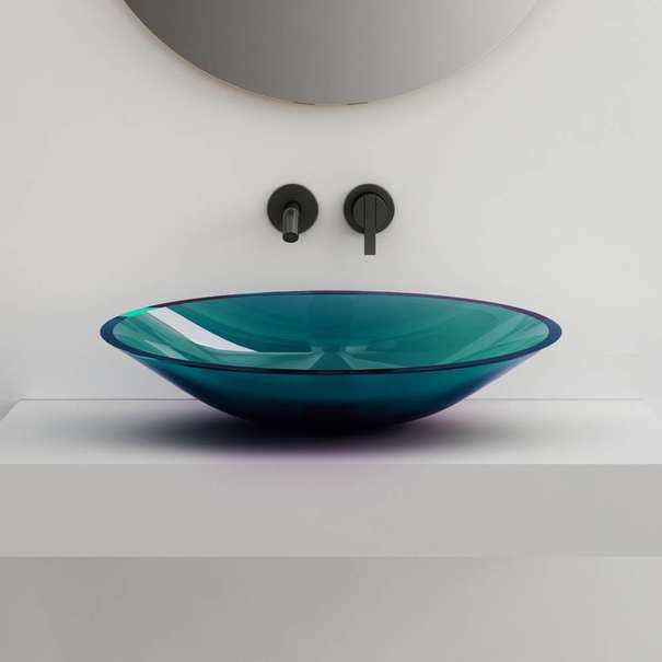 Раковина накладная Abber Kristall 54 см AT2812Aquamarin синяя