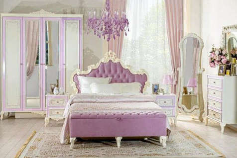 Маркиза Спальный гарнитур №1 (Алебастр/Сиреневый)