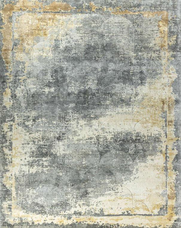 Индийский ковер из арт-шёлка и шерсти «MIST SPECIAL» 2019117-STEEL-GREY-GOLD
