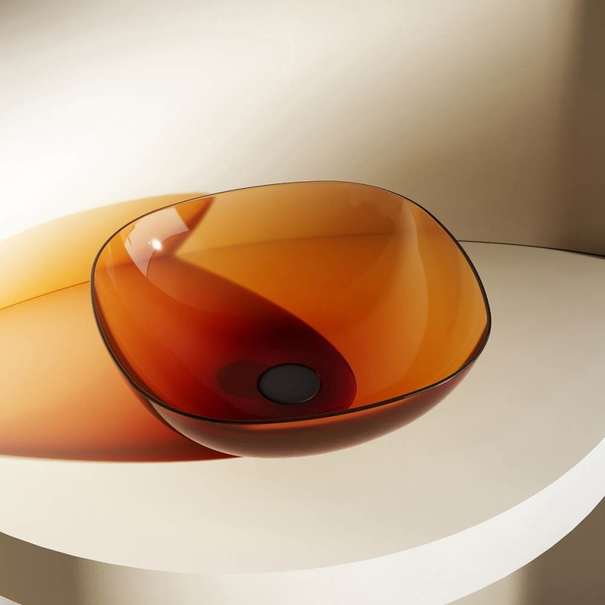 Раковина накладная Abber Kristall 43x43x15 см AT2806Opal коричневая