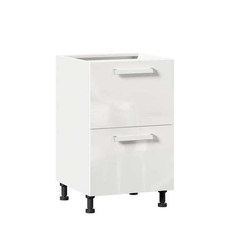 Герда Тумба кухонная 500 с 2 ящиками (4) (Белый/Белый глянец)