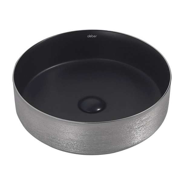 Раковина накладная Abber Bequem 40 см AC2109BS черная матовая с серебром
