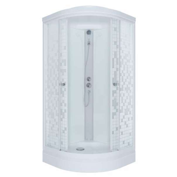 Душевая кабина Triton Мозаика 100х100 Щ0000061828 стекло узорчатое, профиль белый