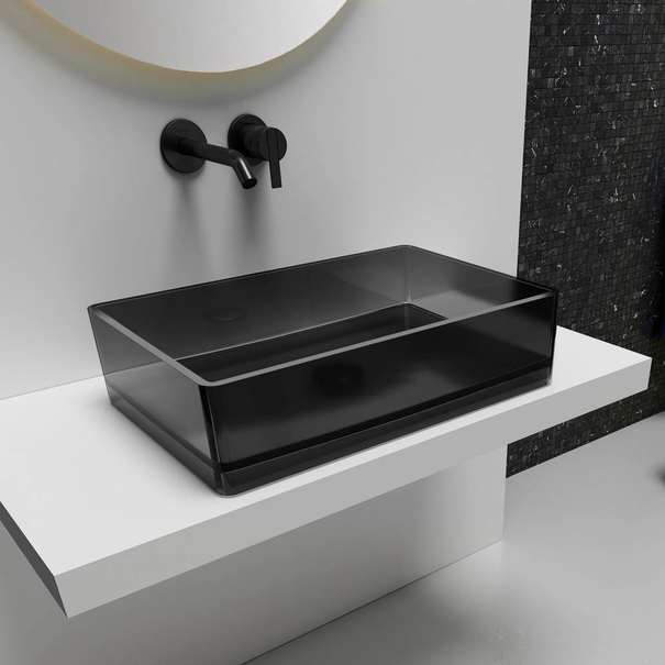 Раковина накладная Abber Kristall 60x40x15 см AT2803Onyx черная, прямоугольная