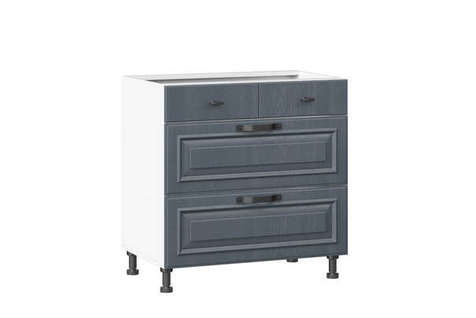 Марина Тумба кухонная 800 с 3 ящиками ЛЮКС (5) (Белый/Дуб фактурный антрацит)