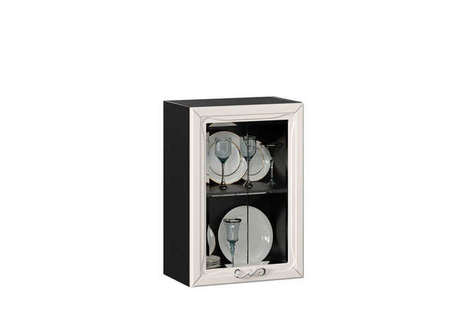 Бьянка Шкаф кухонный 500 со стеклом (Чёрный/Кашмир)