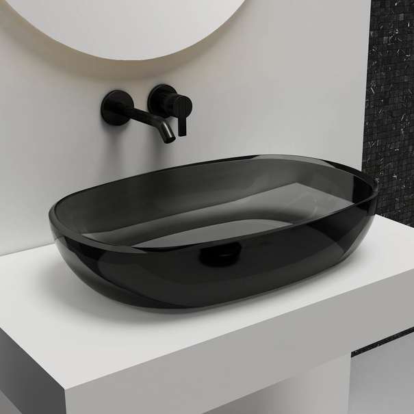 Раковина накладная Abber Kristall 60x40x15.5 см AT2805Onyx черная