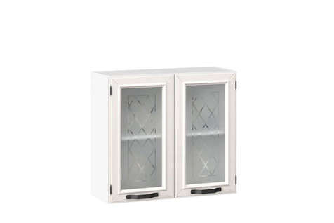 Марина Шкаф кухонный 800 со стеклом Тип 3 (Белый/Алебастр)
