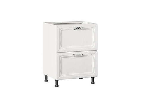 Бьянка Тумба кухонная 600 с 2 ящиками (4) (Белый/Дуб фактурный белый)