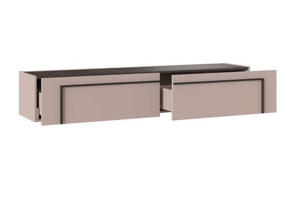 Тумба Милагро настенная с выдвижными ящиками Кашемир серый, Камень Пьетра Гриджиа черный