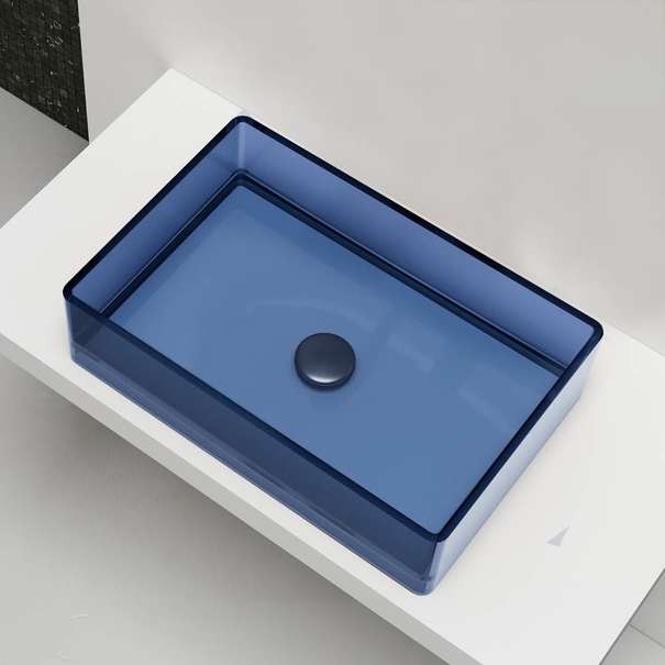 Раковина накладная Abber Kristall 60x40x15 см AT2803Saphir синяя, прямоугольная