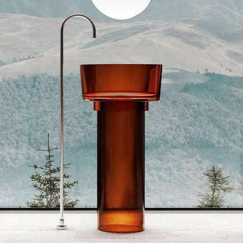 Раковина напольная Abber Kristall 45x45x90 см AT2702Opal коричневая