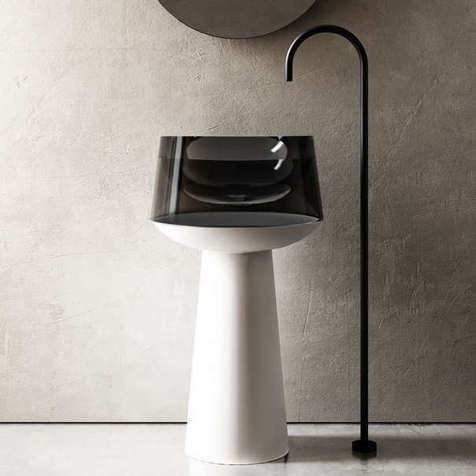 Раковина напольная Abber Kristall 50 см AT2706White-Onyx белая с черным